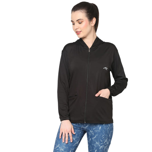 Black Gym Hoodie Jacket For Women