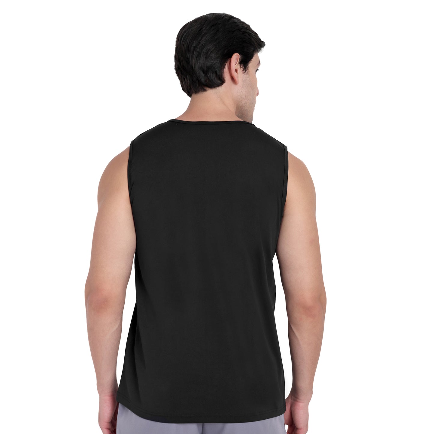Black Round Neck Gym Vest & Tank Top For Men
