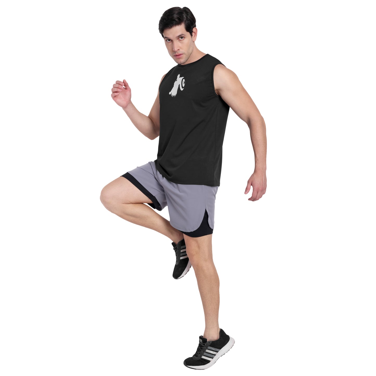 Black Round Neck Gym Vest & Tank Top For Men