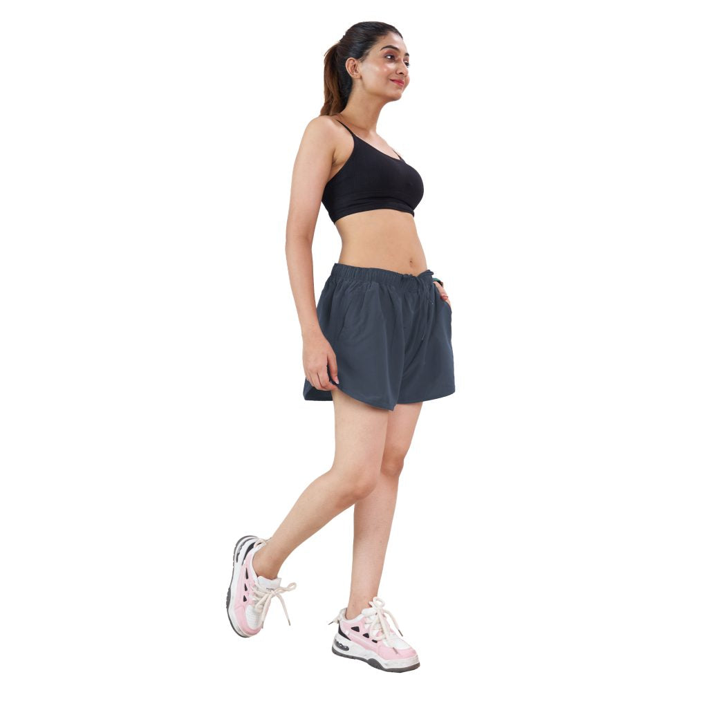 Dark Grey Sports & Running Shorts For Women