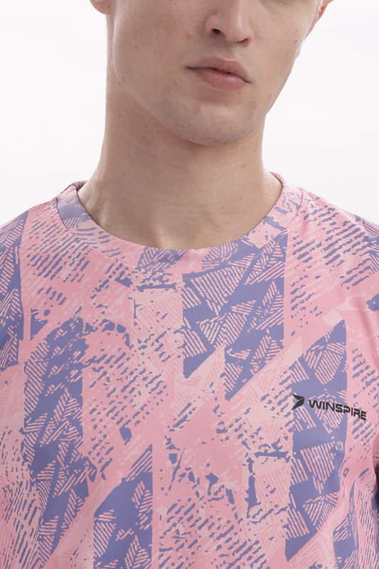 Light Pink Textured Performance Gym T-Shirt For Men
