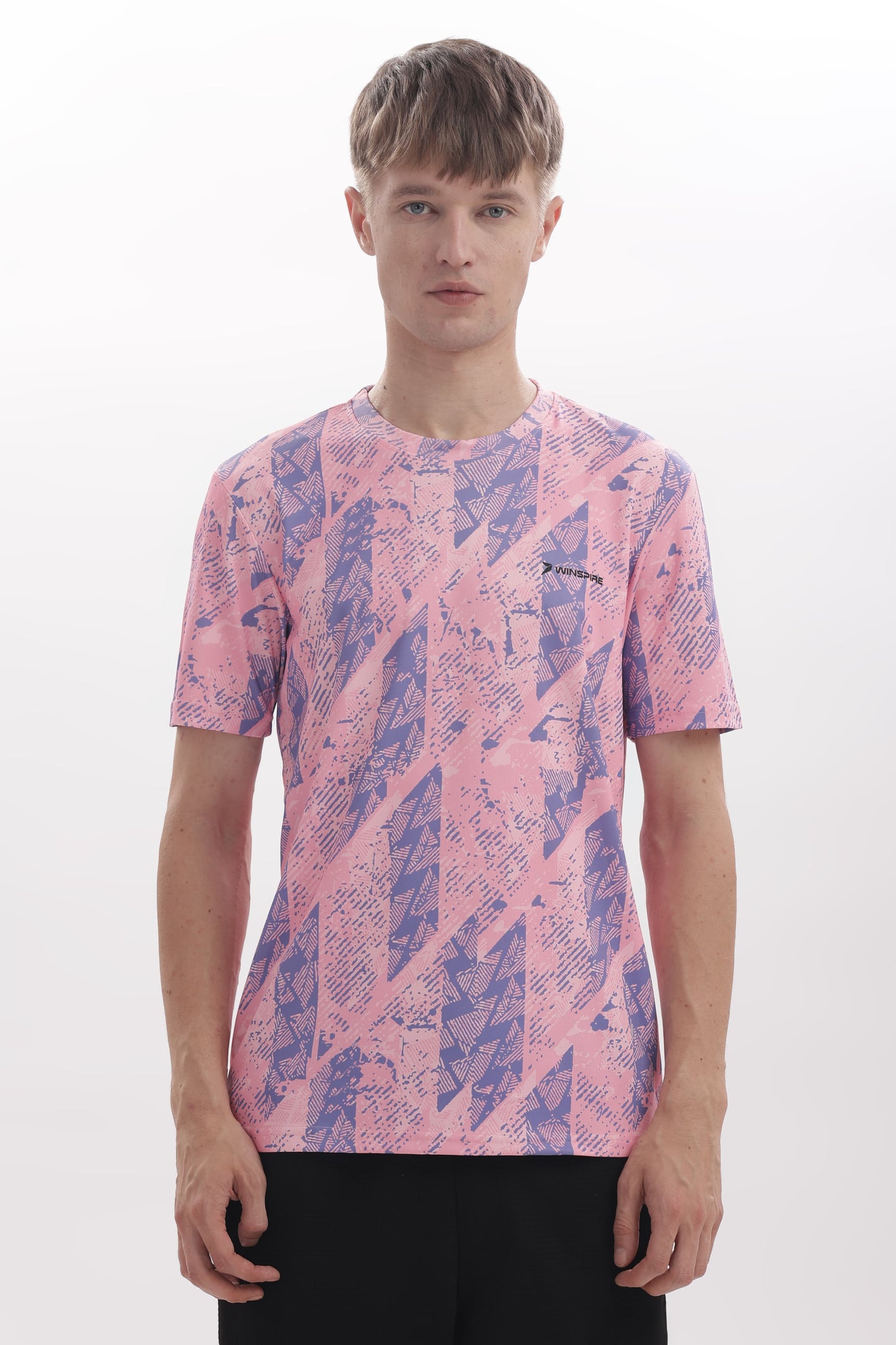Light Pink Textured Performance Gym T-Shirt For Men