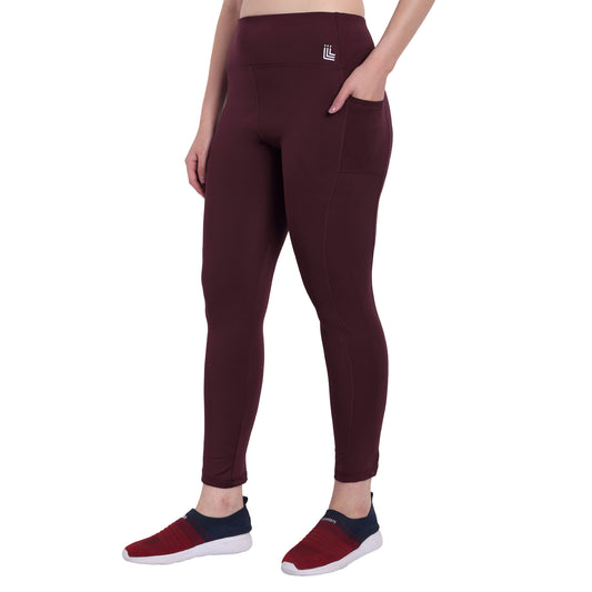 Maroon Sports High Waist Gym Leggings