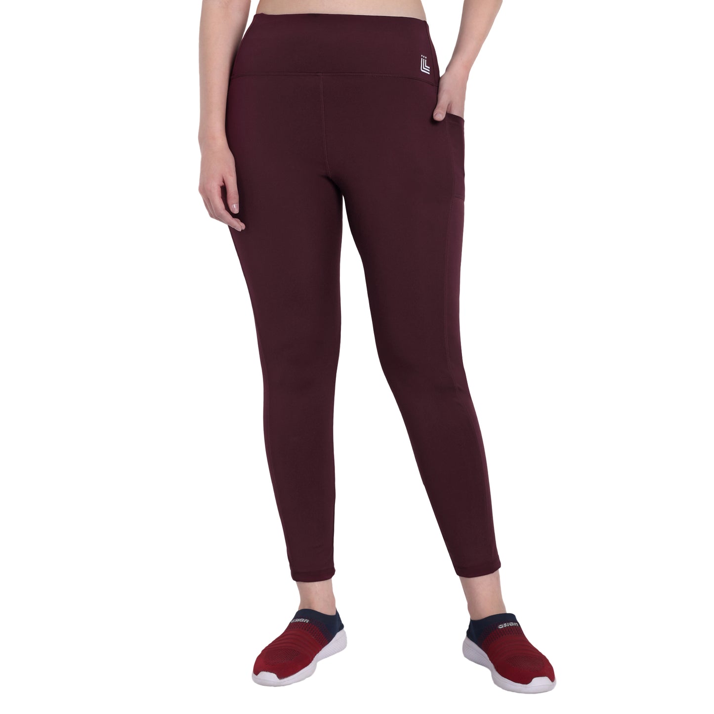 Maroon Sports High Waist Gym Leggings