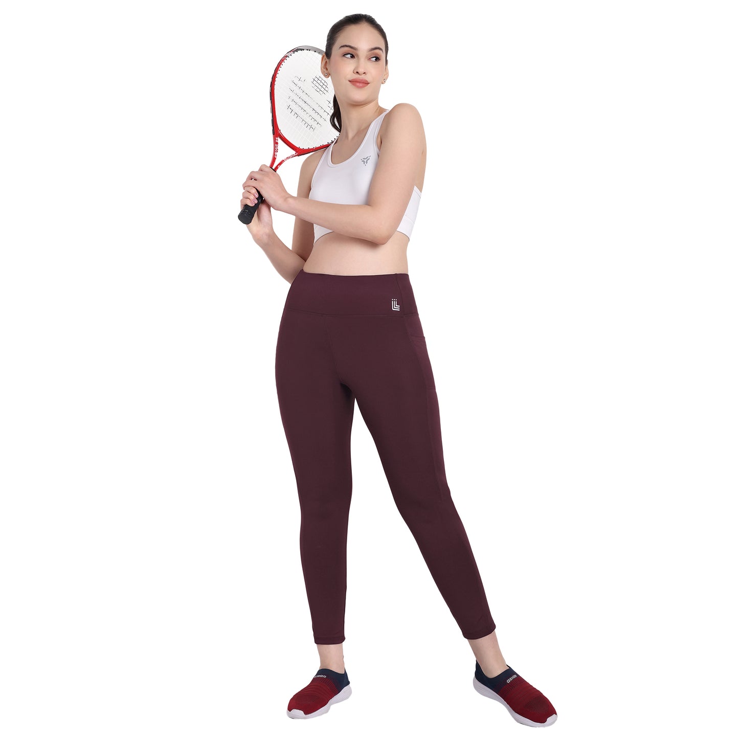 Maroon Sports High Waist Gym Leggings