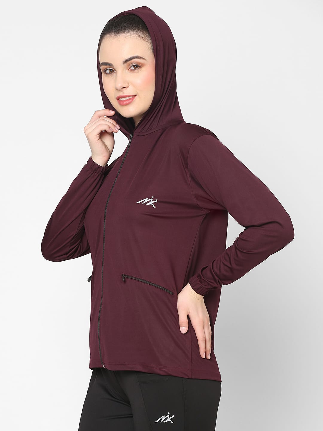 Maroon Gym Hoodie Jacket For Women