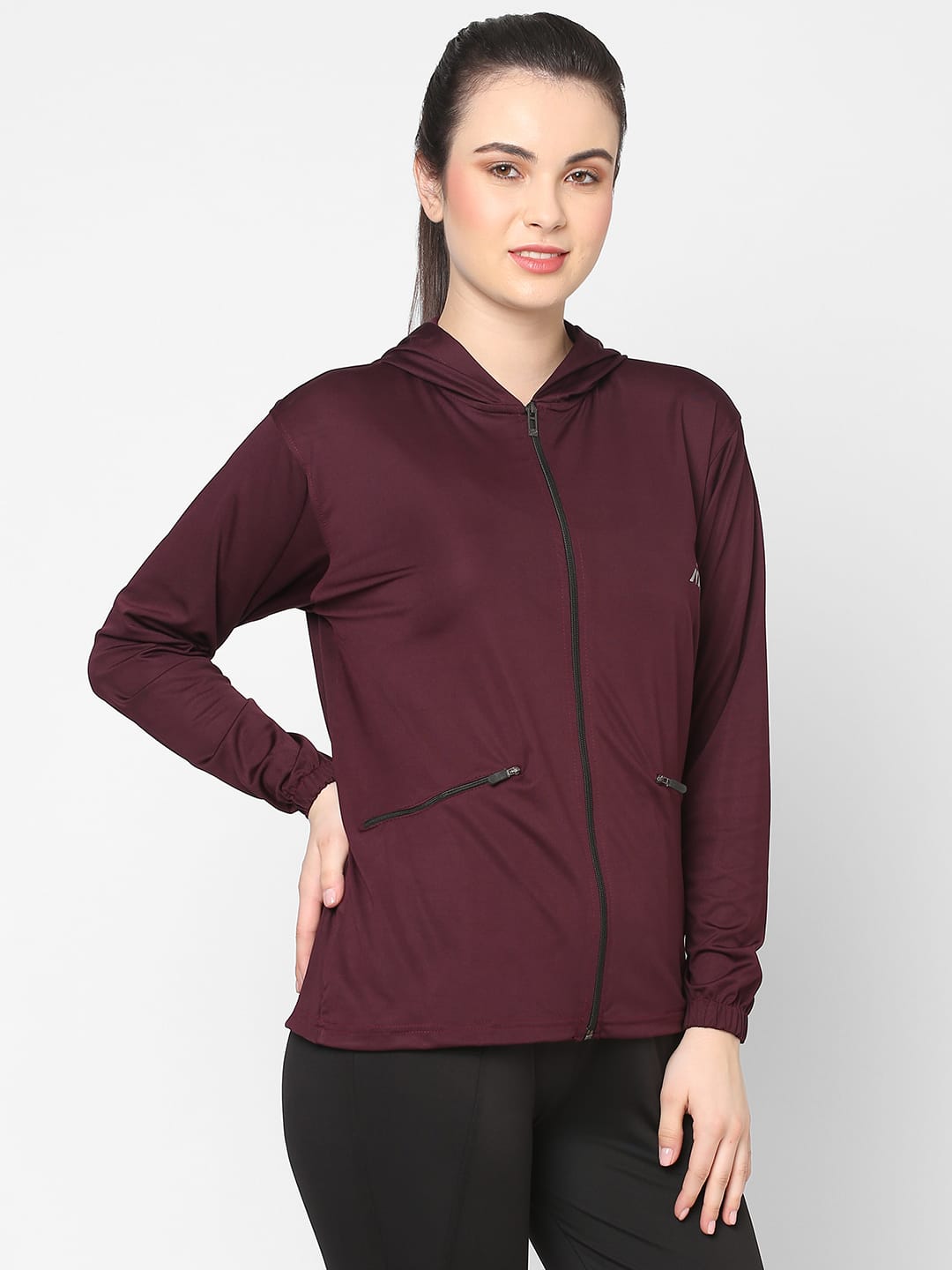 Maroon Gym Hoodie Jacket For Women