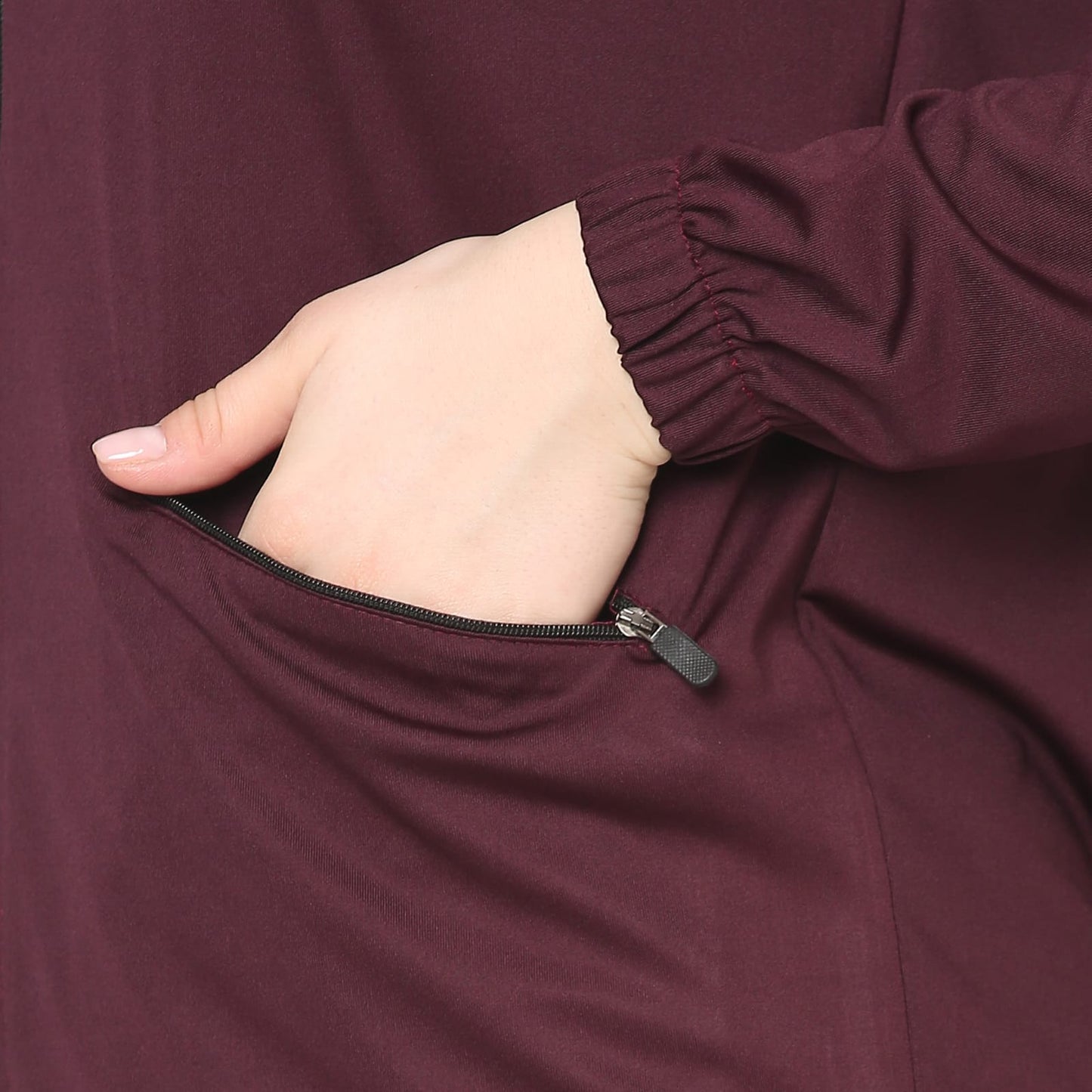 Maroon Gym Hoodie Jacket For Women