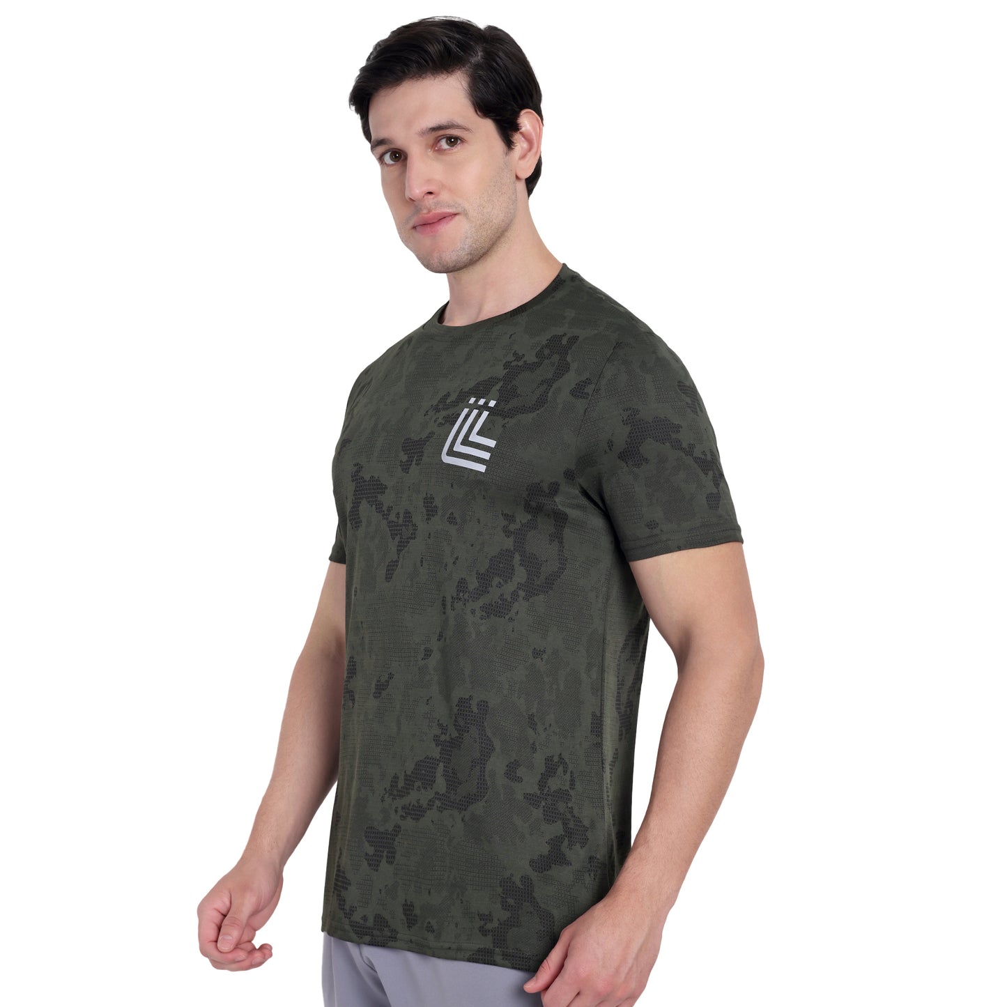 Camouflage Printed Jungle Green Sports & Gym T-Shirt For Men