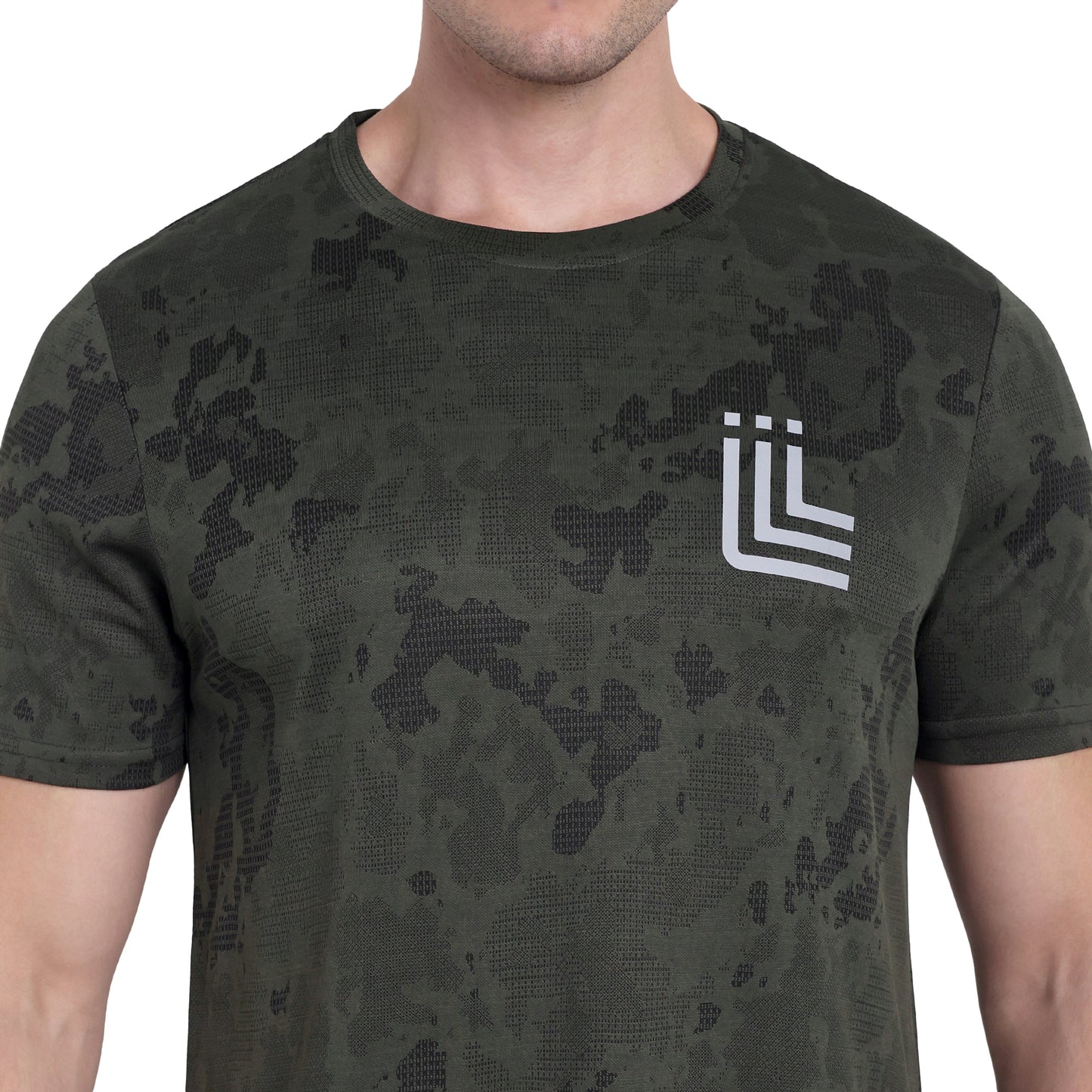 Camouflage Printed Jungle Green Sports & Gym T-Shirt For Men