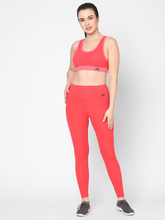 Fluorescent Orange Gym Wear Co-Ord Set For Women