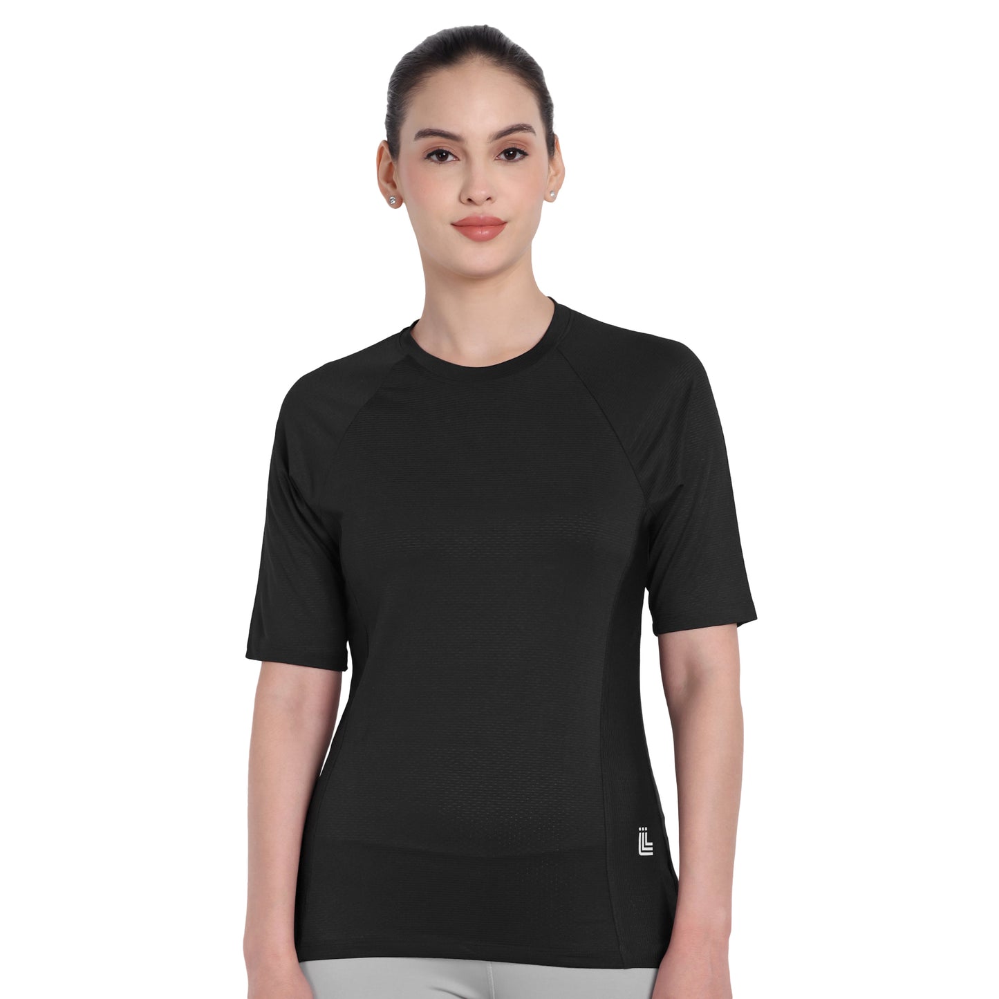 3/4 sleeve Black Sports T-Shirt For Women