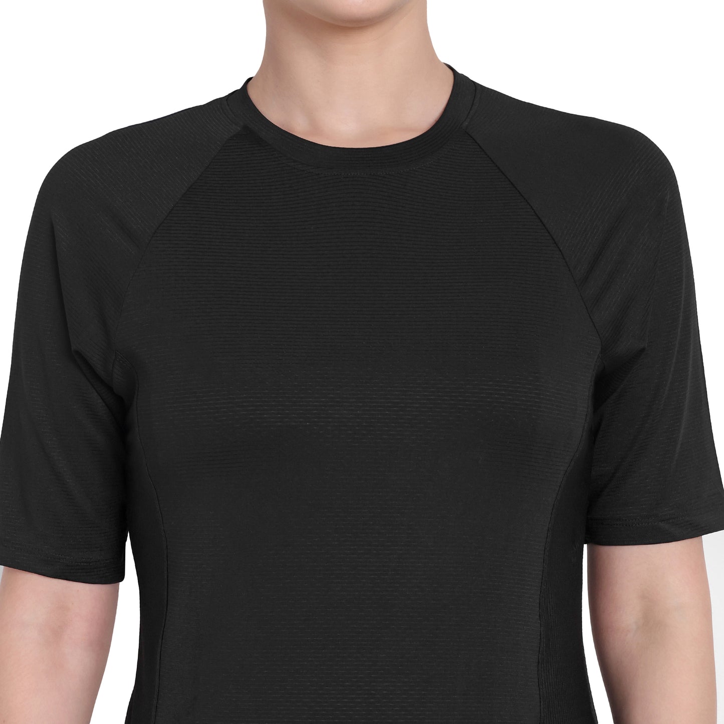 3/4 sleeve Black Sports T-Shirt For Women