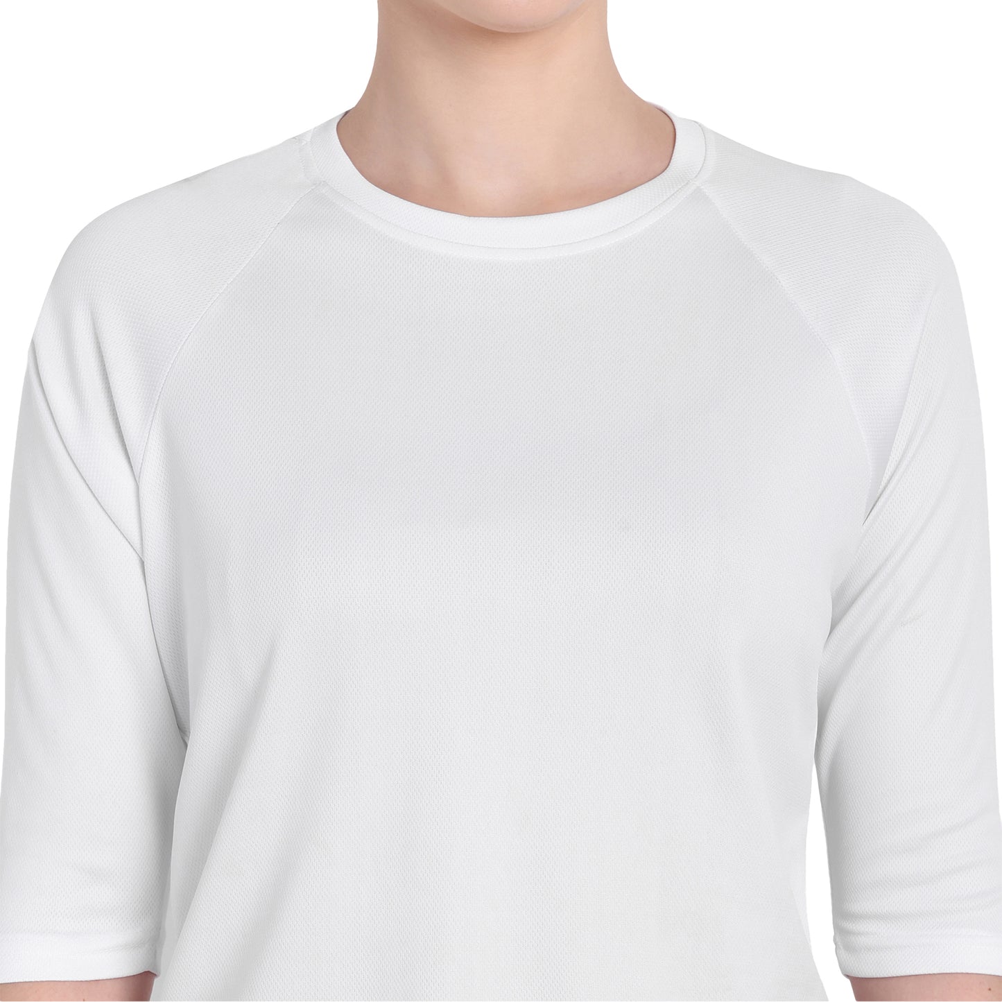3/4 Sleeve White Gym T-Shirt For Women