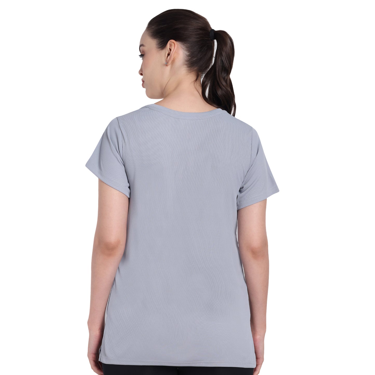 Light Grey Sports T-Shirt with Pocket For Women