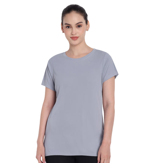 Light Grey Sports  T-Shirt with Pocket For Women