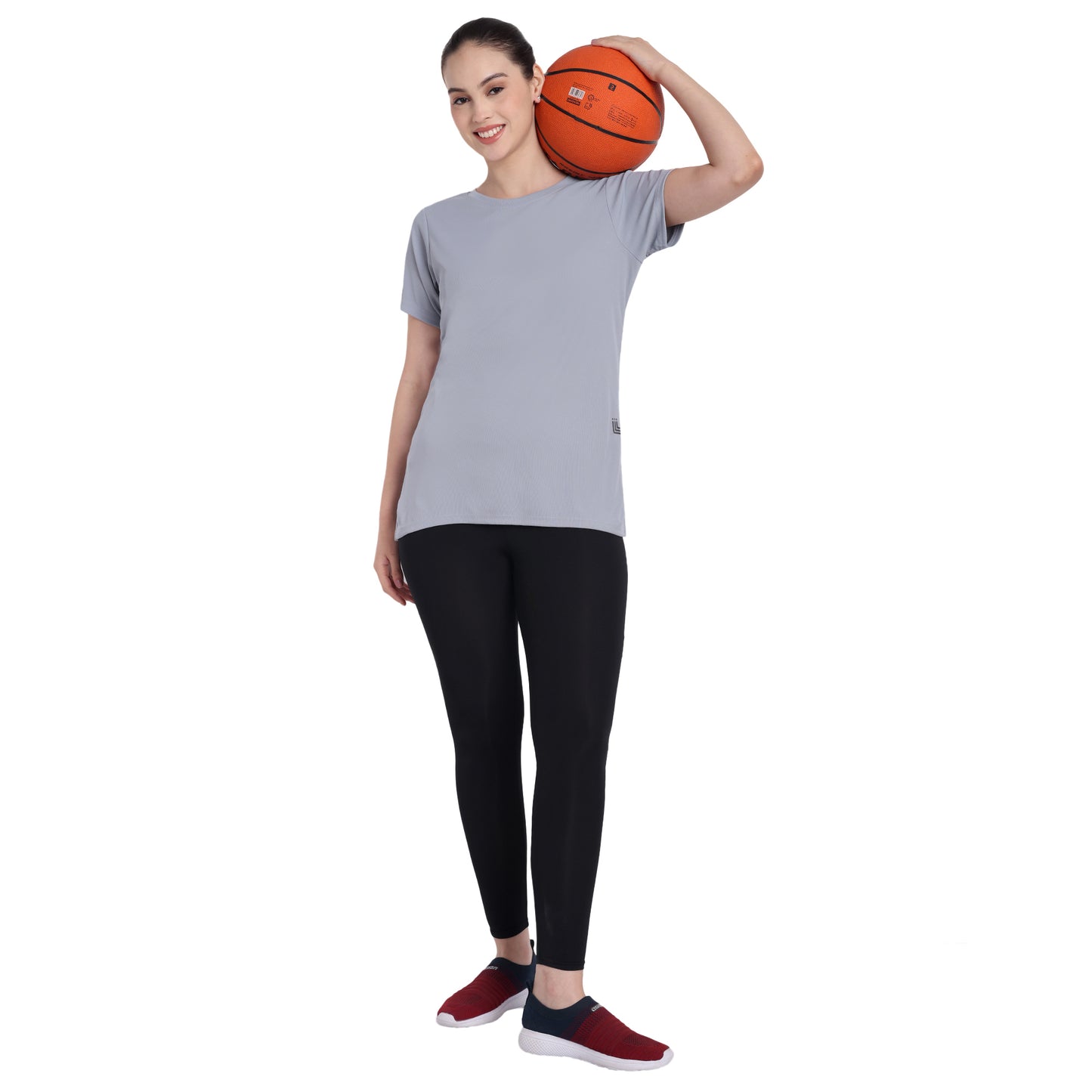 Light Grey Sports T-Shirt with Pocket For Women