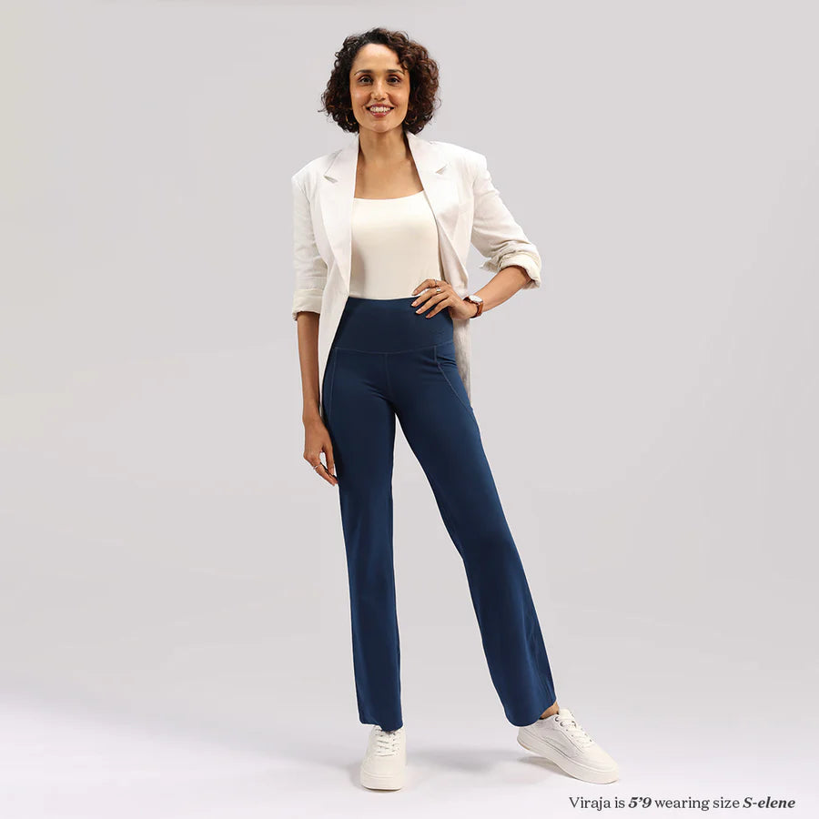 Blue Flare Wide Leg Gym Leggings