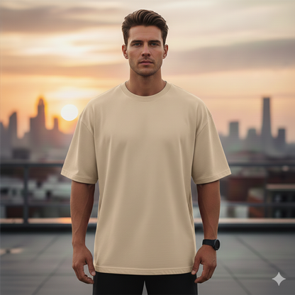 Beige Oversized Men Tshirt