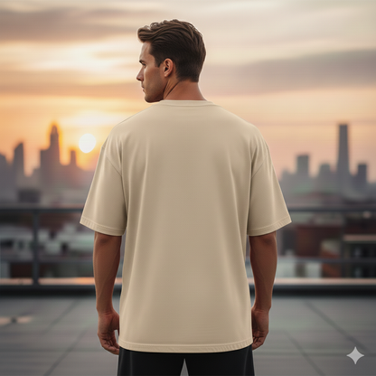 Beige Oversized Men Tshirt