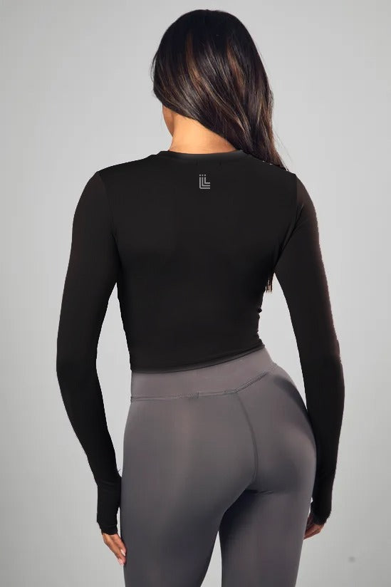 Black Full Sleeve Compression T-shirt For Women