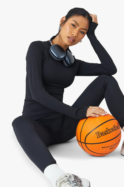 Black Full Sleeve Compression T-shirt For Women