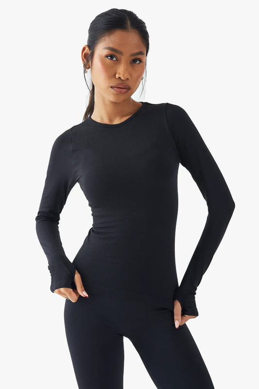 Black Full Sleeve Compression T-shirt For Women