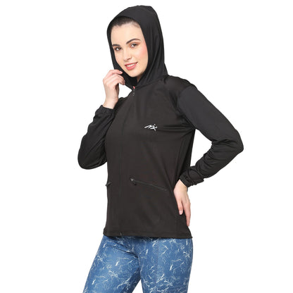 Black Gym Hoodie Jacket For Women