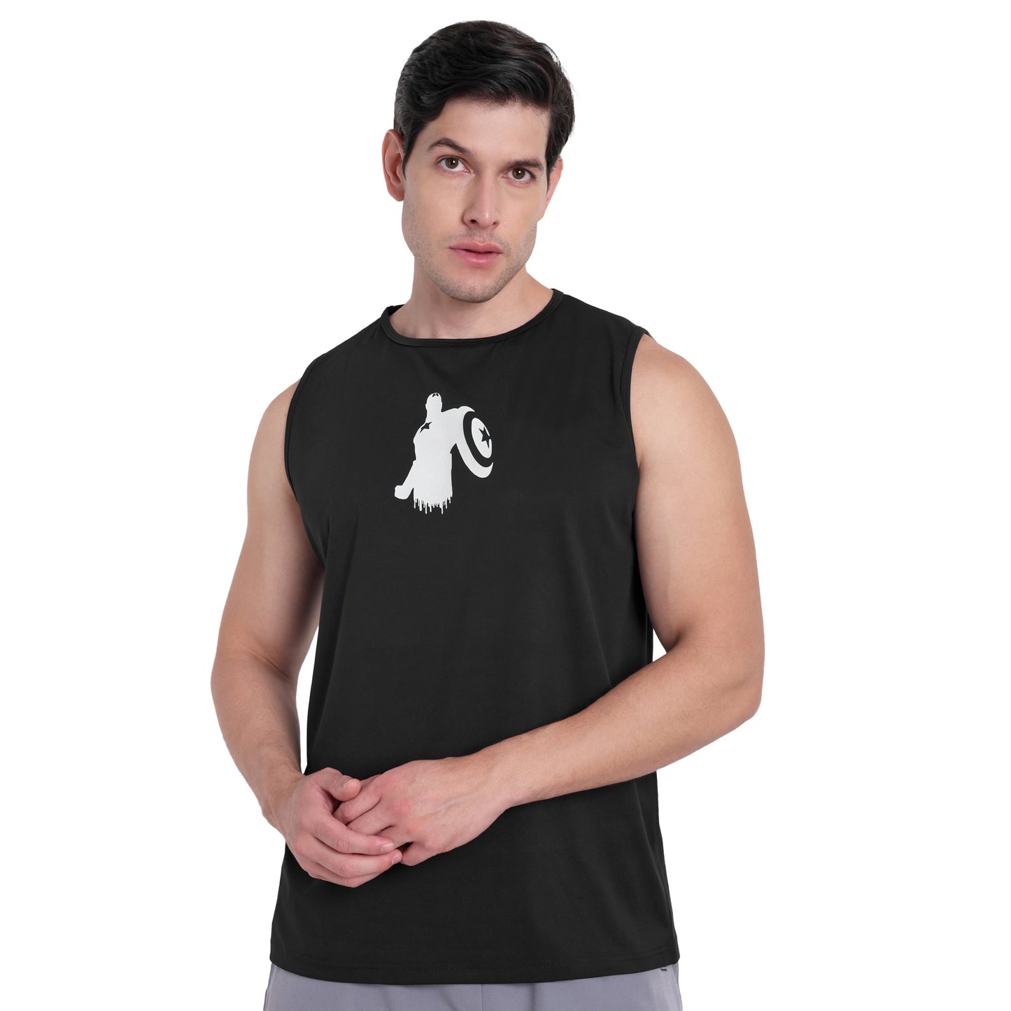 Black Round Neck Gym Vest & Tank Top For Men