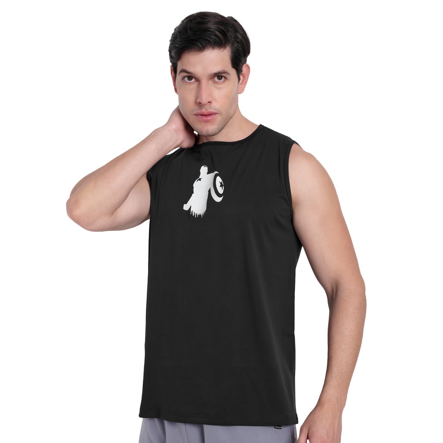 Black Round Neck Gym Vest & Tank Top For Men