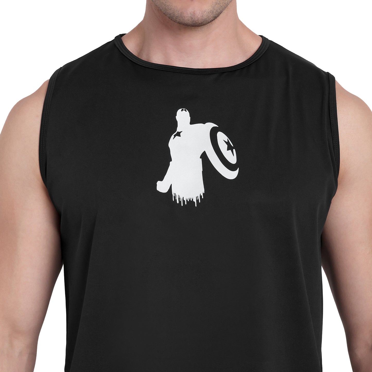 Black Round Neck Gym Vest & Tank Top For Men