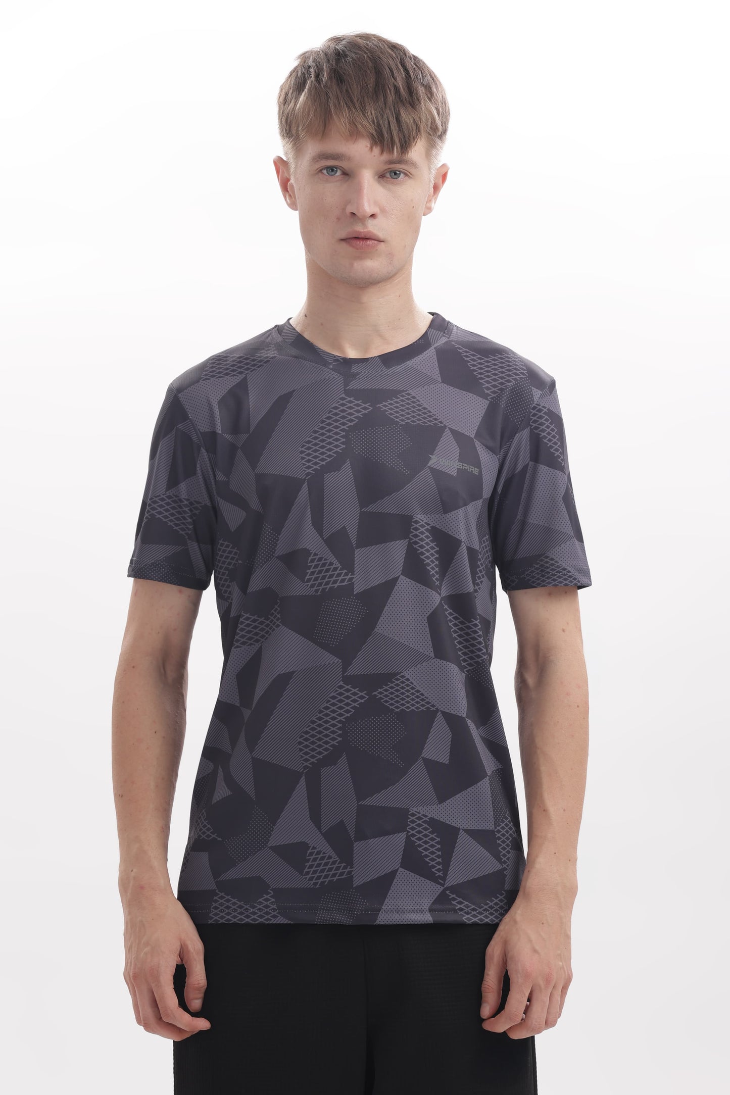 Black & Grey Textured Performance Gym T-Shirt For Men