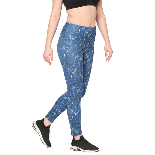 Blue Marble Shade Printed Gym Leggings
