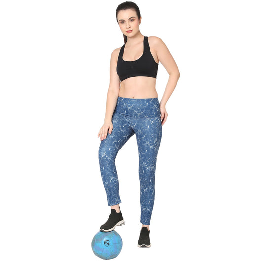 Blue Marble Shade Printed Gym Leggings