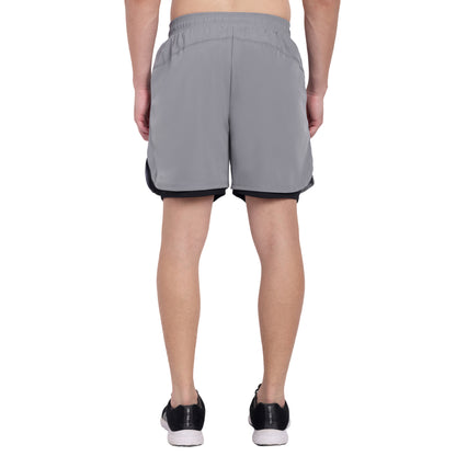 Light Grey Double Layer Gym Shorts For Men