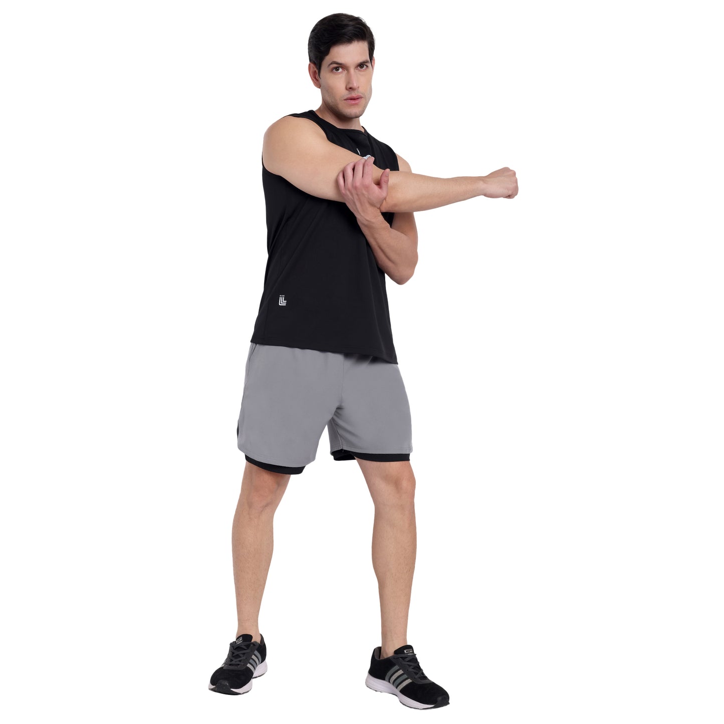 Light Grey Double Layer Gym Shorts For Men