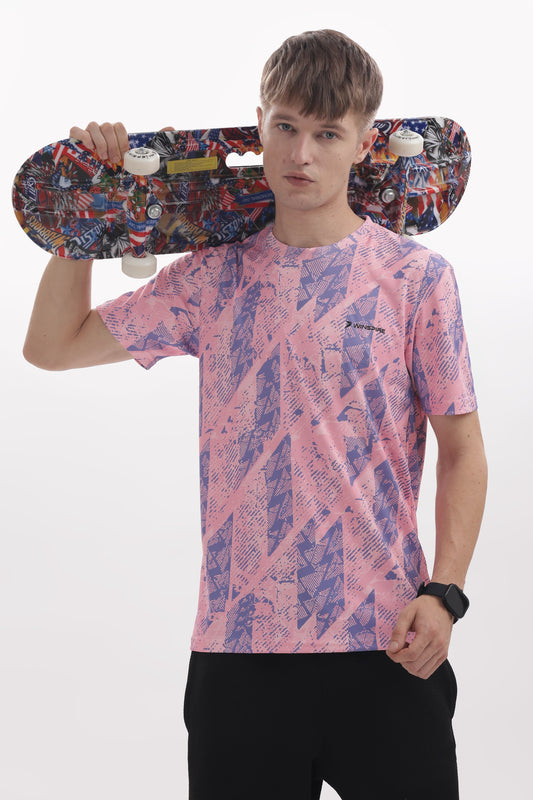 Light Pink Textured Performance Gym T-Shirt For Men