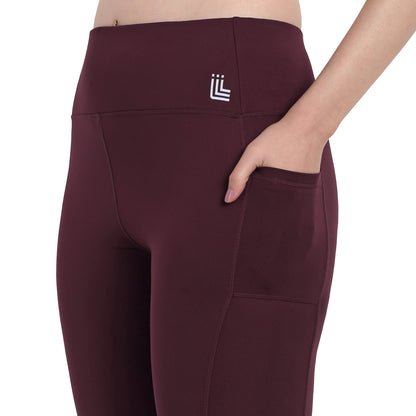 Maroon Sports High Waist Gym Leggings