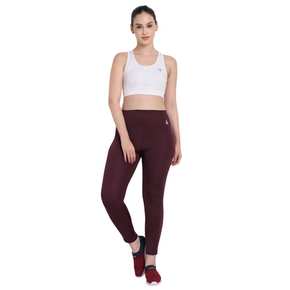 Maroon Sports High Waist Gym Leggings