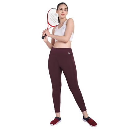 Maroon Sports High Waist Gym Leggings