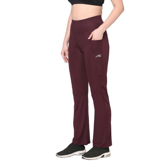 Maroon Flare Wide Leg Gym Leggings