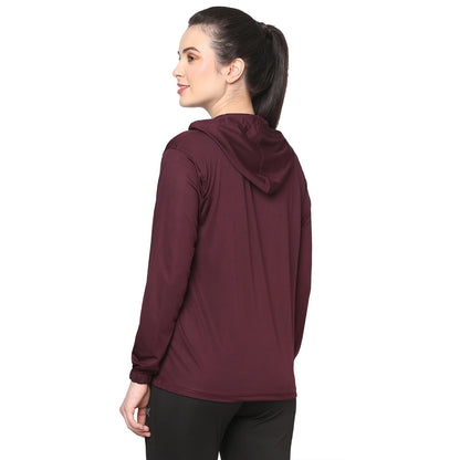 Maroon Gym Hoodie Jacket For Women