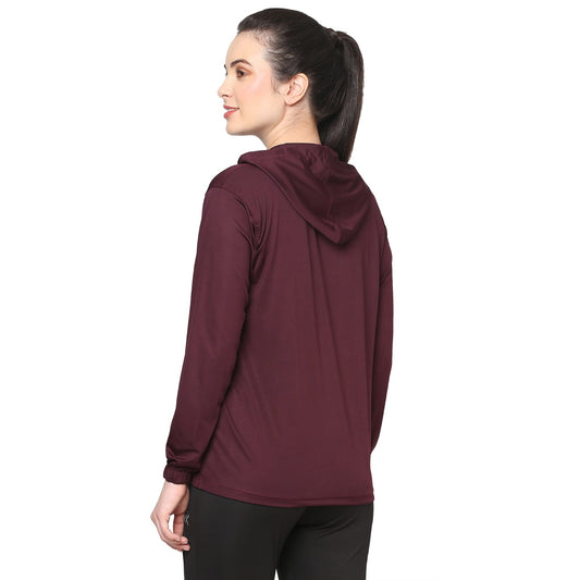 Maroon Gym Hoodie Jacket For Women