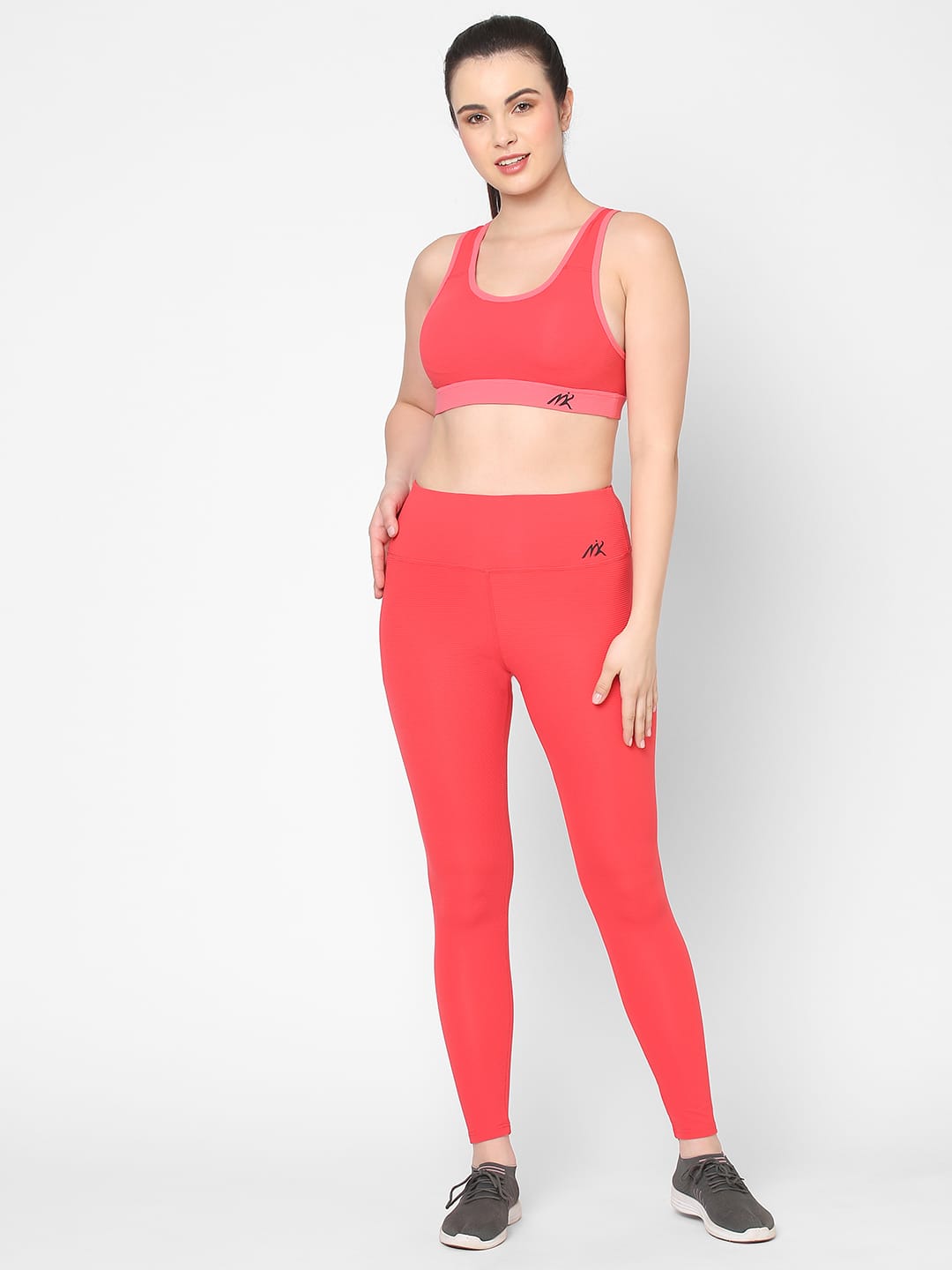 Fluorescent Orange Gym Wear Co-Ord Set For Women