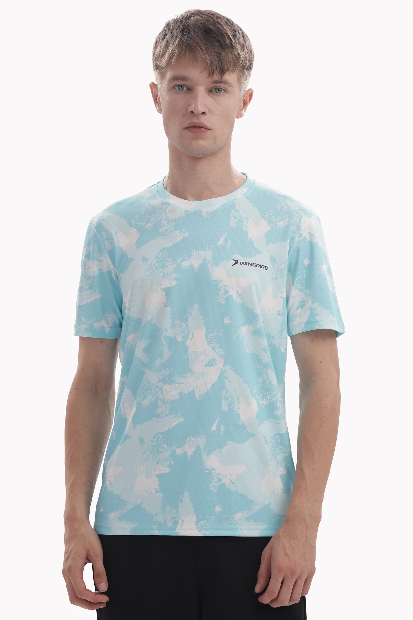 Sky Blue Textured Performance Gym T-Shirt For Men