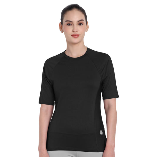 3/4 sleeve Black Sports T-Shirt For Women