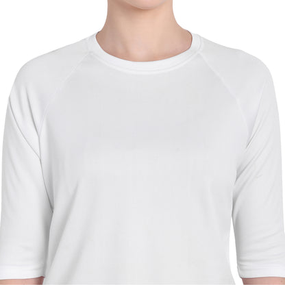 3/4 Sleeve White Gym T-Shirt For Women