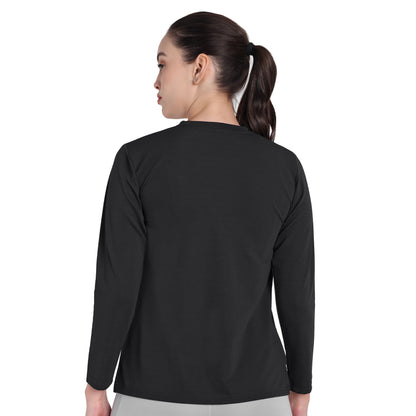 Full Sleeve Dry-fit Round Neck Black T-Shirt For Women