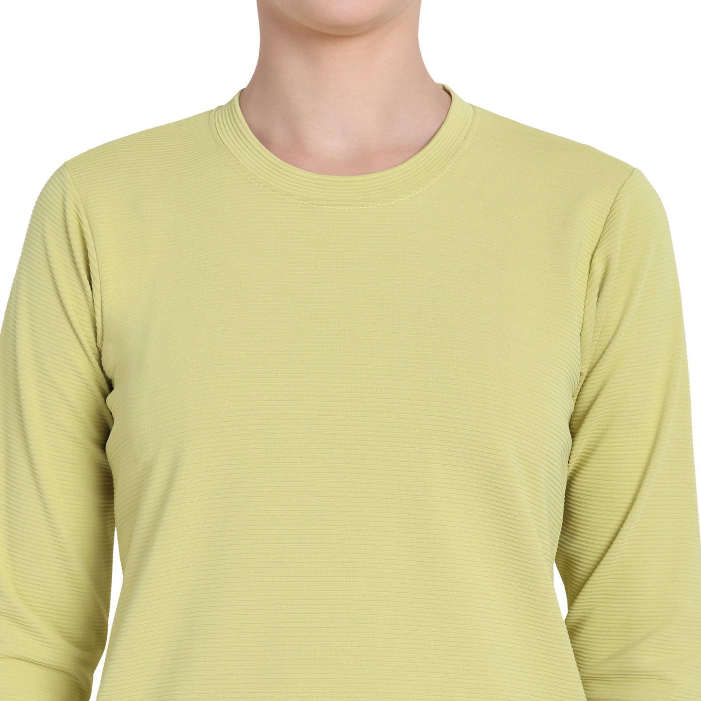 Full Sleeve Dry-fit Round Neck Light Green T-Shirt For Women