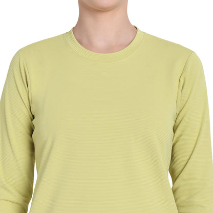Full Sleeve Dry-fit Round Neck Light Green T-Shirt For Women
